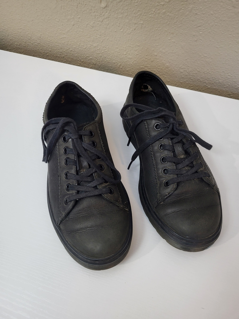 Dr Martens Dante Black Leather Lace up Shoes Size US 6 EU 37 Flawed